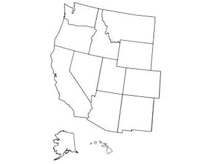 Blank map of west region