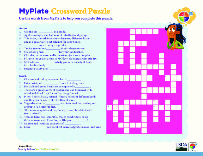 My plate crossword answer key