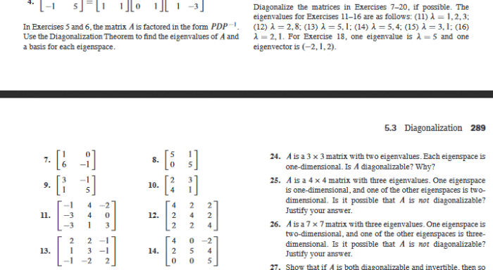 Diagonalize the matrices in exercises 7 20 if possible