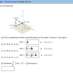 Find a piecewise smooth parametrization of the path c